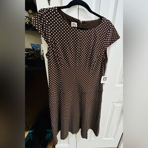 Anne Klein Chocolate Polka Dot Midi Dress
